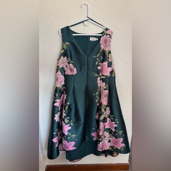 Eliza J Green and Pink Floral High Low Dress - Picture 5 of 8